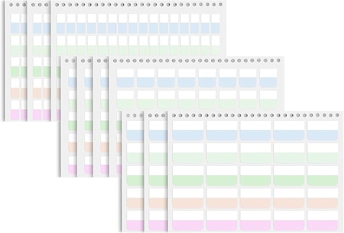 475 PCS Sticky Tabs, 10 Sheets, 3 Sizes Divider Tabs Stickers, Writable Index Tabs, Repositionable Tape Flags for Books, Binders and File Folders
