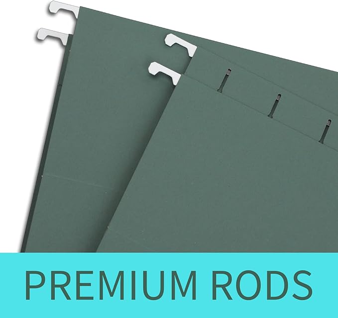 HERKKA Extra Capacity Hanging File Folders, 60 Pack Reinforced Letter Size Hanging Folders with Heavy Duty 1 Inch Expansion, Designed for Bulky Files, Medical Charts, Green