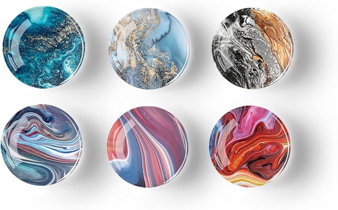 12Pcs Glass Strong Magnetic Refrigerator Magnet Fridge Sticker,Marble Crystal Fridge Magnets Decoration for Crafts,Strong Fridge Magnets for Kitchen, School,Office Whiteboard, Cabinet and Dishwasher