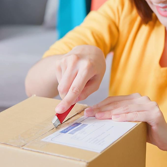 DIYSELF Box Cutters, 4 Pack Small Box Cutter Retractable, Box Cutter Knife with Single Edge Razor Blade, Utility Knife All Metal Shell, Box Opener for Packages, Boxes and Paper