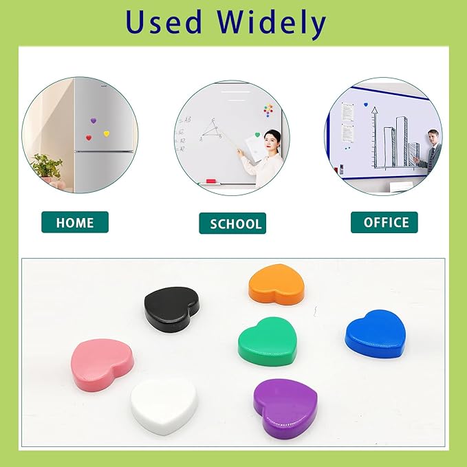 Fridge Magnets Refrigerator Magnets, 10 Pcs Magnet Small Magnets Strong Magnets Heavy Duty Magnets for Whiteboard, Colorful Mini Cute Magnets for Fridge Locker Kitchen Office (10 Colors, Heart)
