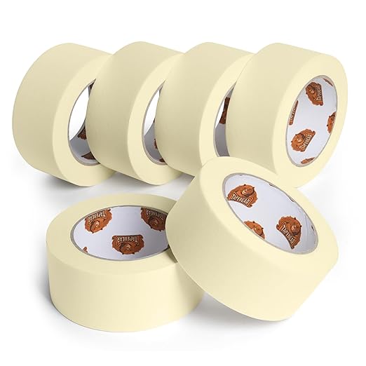 General Purpose Masking Tape 1.88 Inches x 60 Yards, Beige White Painters Tape for Painting, Labeling, DIY Arts Crafts, Home Office School Projects, 6 Rolls
