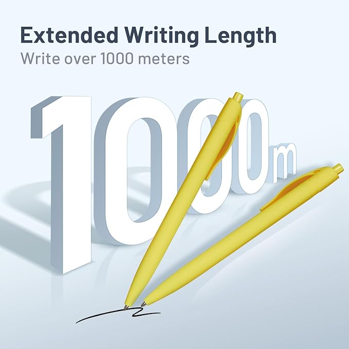 BallPoint Pens, 50 Pack (BLACK Ink),Bulk Pens, Yellow Barrel,Click Pens for Office Home and School, Retractable Ballpoint Pens, Medium Point, 1.00MM (Yellow)