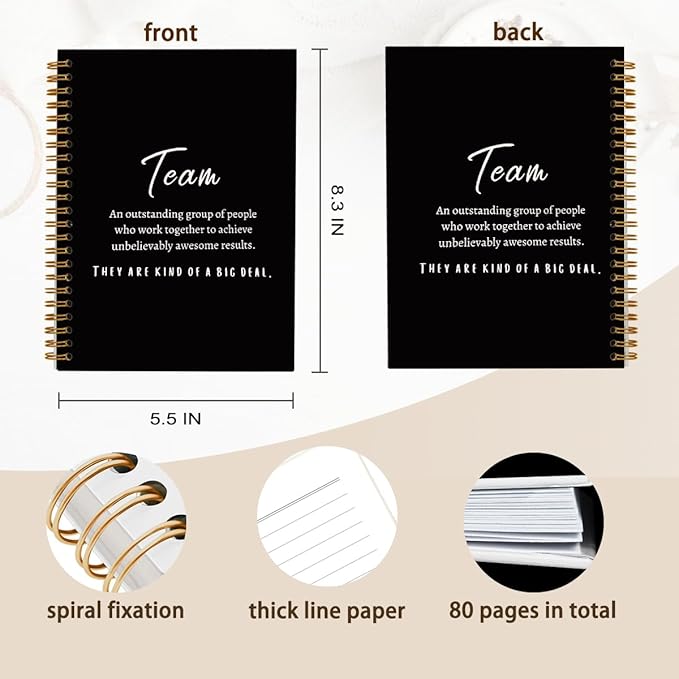 hold fizz Black Meeting Notebook for Work, Employee Appreciation Gifts, Team Gifts for Employees, Journals for Writing, Thank You Gifts for Women Men Leader Boss Manager Mentor Coworkers, 5.5"x8.3"