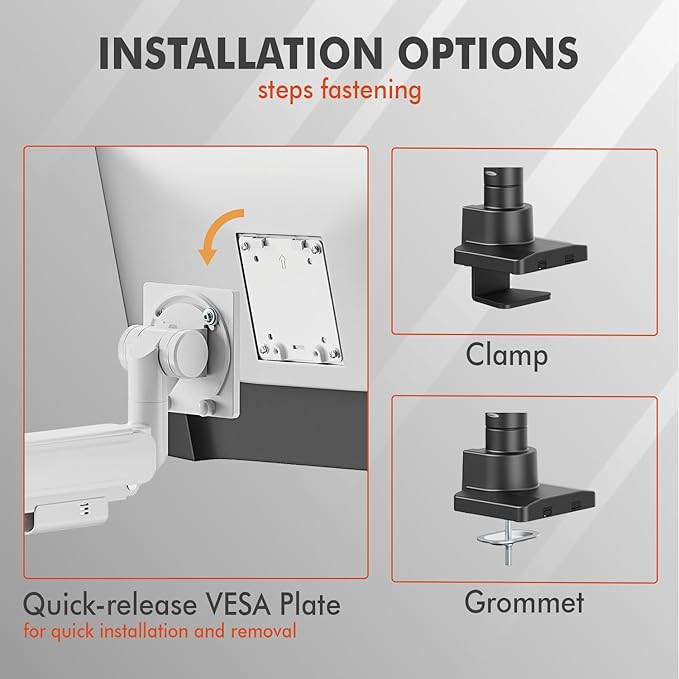 Dual Monitor Arm for 17-57 Inch Ultrawide Screens – Heavy Duty Monitor Arm Desk Mount – VESA Mount with Clamp and Grommet Base – Holds Up to 59.4 lbs. Each