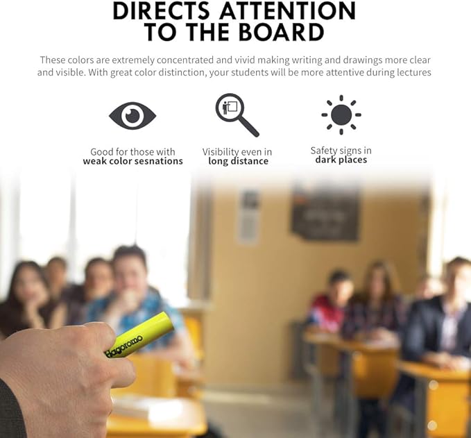 Hagoromo Fulltouch Luminous Chalk 1 Box, Non-Toxic, Dustless [72 Pcs/5 Color Mix]