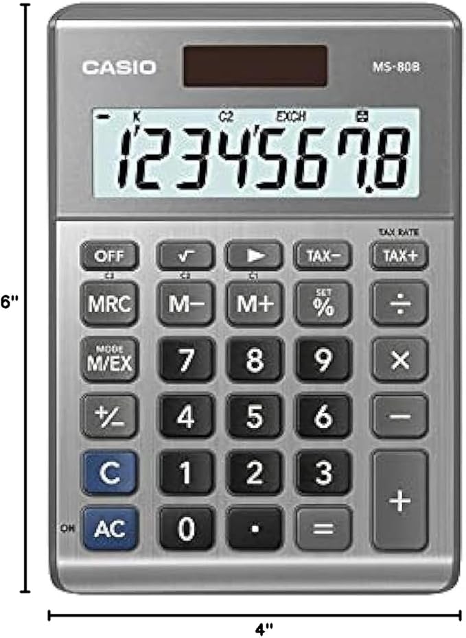 Casio MS-80B Standard Function Desktop Calculator Silver