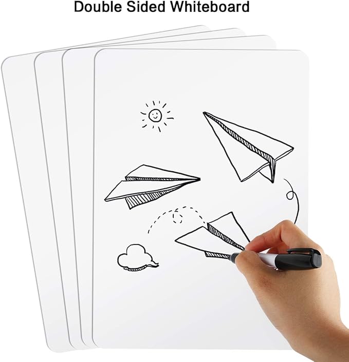 Dry Erase Lapboards, HERKKA 12 Pack Double Sided Dry Erase Lap Boards 9 x 12.5 Inch, 12 Markers, 12 Erasers, Small Dry Erase Boards for Classroom Supplies