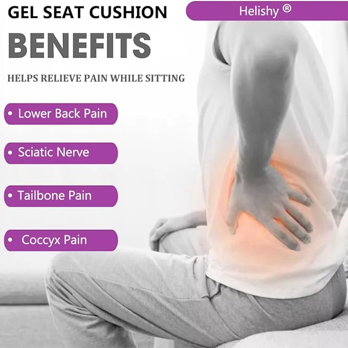 Gel Seat Cushion, Egg Seat Cushion for Tailbone, Back, Sciatica Pain Relief - Gel Enhanced Chair Pads with Non-Slip Cover for Office Home Chair Car Seat Wheelchair (Standard, Violet)