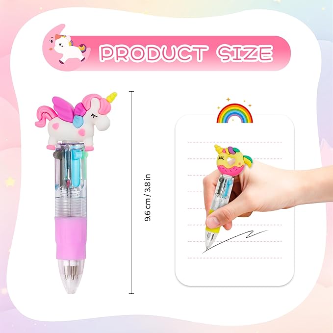 30Pcs Mini Multicolor Pens in One 4-in-1 Cute Pens Bulk for Kids, Ballpoint Pen for Birthdays and Children's Parties, Fun Gifts Assorted Ink Kawaii Pen(unicorn)