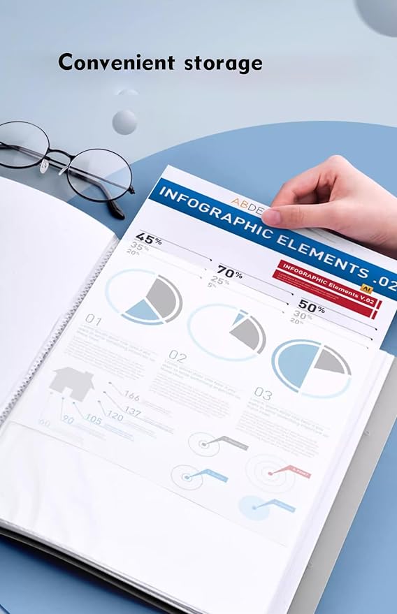 File Folder - 100 Pockets, Durable A4 Letter Size Organizer, Water-Resistant Plastic Dividers, Home/Office/School Document Holder (White)