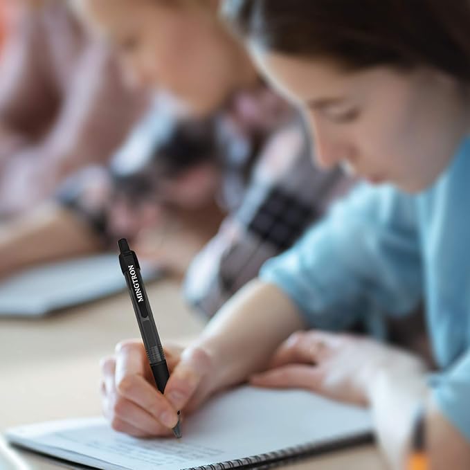 Gel Pens, 50 Pack Black Pens Fine Point, No Smear Ink Pens for Left Hand, Click Pens Bulk, Retractable Rollerball Pens for Smooth Writing, 0.5MM, Black Ink