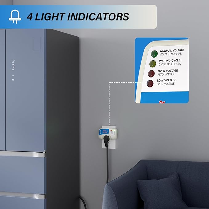 BSEED Surge Protector for Refrigerator, Single Outlet Surge Protector Plug in for Home Appliance Multi Function Plug with Protection Wall Mount Power Suppressor for TV/PC/PS5, 15A, 125V, 1875W, 1 Pack