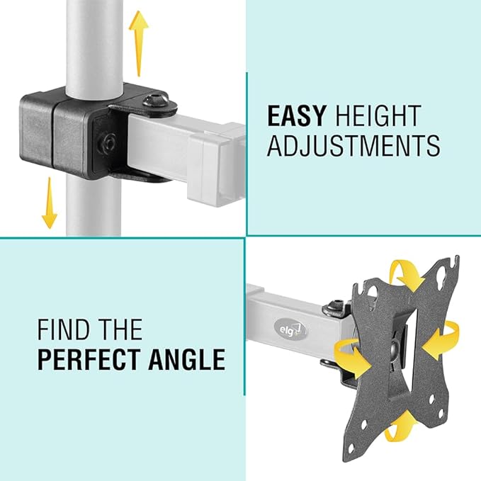 ELG Full Motion Swivel Monitor Desk Mount Stand up to 34'' Screen, Adjustable Arm Height Position, Computer Monitor Stand, Gaming/Home Office, F50N, Black