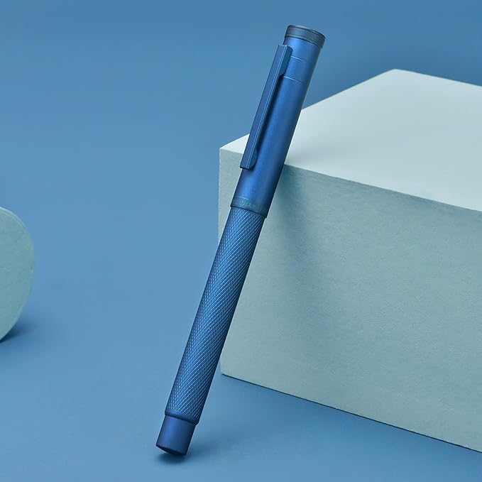 Hongdian Dark Blue Forest Rollerball Pen with Schmidt Black Ink Refill, Classic Design with Metal Case for Business Signature