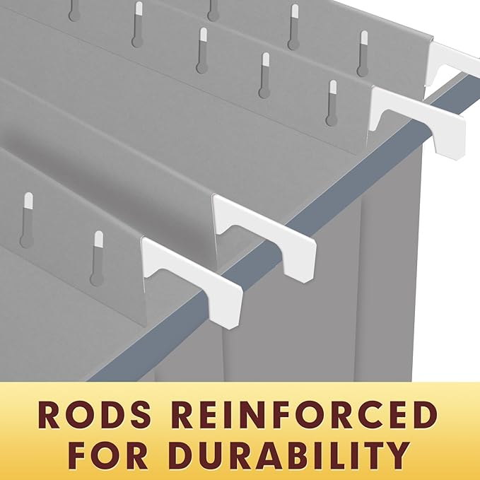 HERKKA Hanging File Folders, 60 Pack Reinforced Letter Size Hanging Folders, Designed for Bulky Files, Filing Cabinet, 1/5-Cut Adjustable Tabs (Gray)