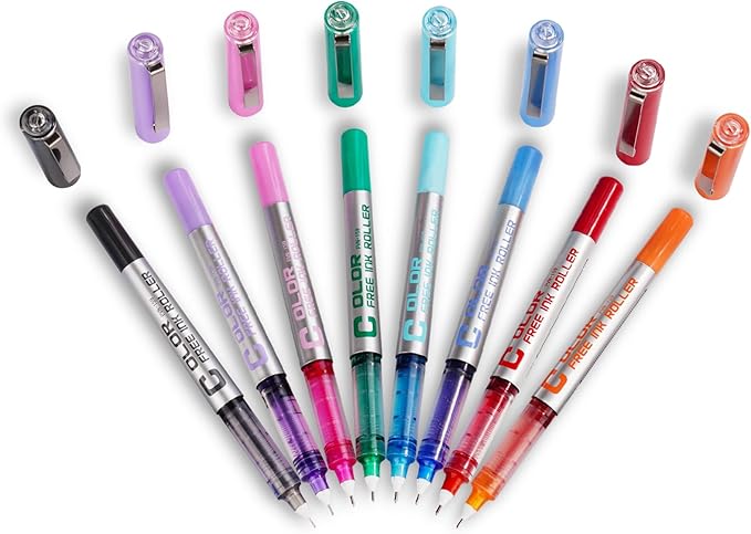 EYEYE 0.5mm Liquid Ink Rollerball Pens 8 Assorted Colors, Needle Tip Pen Extra Fine Point Quick Dry, Ink Pens Fine Point Smooth Writing Pen for Journaling, Note Taking, Office, Doodling & Gifts