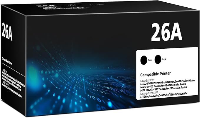 26A Black Toner Cartridge CF226A Compatible for HP 26A 26X Black Toner Cartridge Replacement HP26A Works with Laser Jet pro M402n M426fdw M402dn M402dw M402m Pro MFP M427dw M426dw M426fdn, 2 Pack