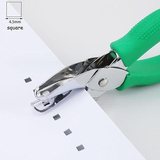 Handheld Square Hole Punch, 1/6 Inch Hole Size, Craft Paper Puncher, Single Pack, Ideal for DIY Projects and Office Use