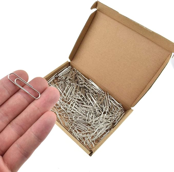 HAHIYO Paper Clips Sturdy 1.3”(33mm) Length 280 Pack Paperclips Heavy Duty Tight Grip Rust Proof Reusable Metal Bright Silver for Home Office School