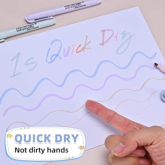 coruscant Pastel Highlighters Set, Assorted Colors Chisel Tip Cute Bible Highlighters, No Bleed Dry Quickly, for Journal Bible Study, Perfect for thin paper, School Office Supplies, 8 Pack