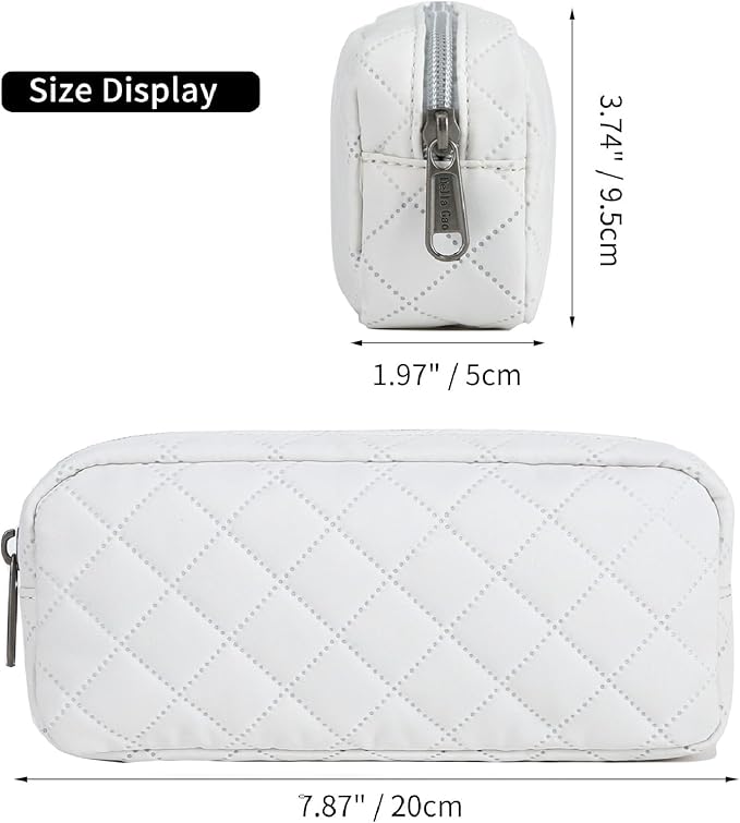 Della Gao Small Pencil Case Large Capacity Pencil Pouch Marker Pen Bag Coin Pouch Office Stationery Organizer (Beige-RH)