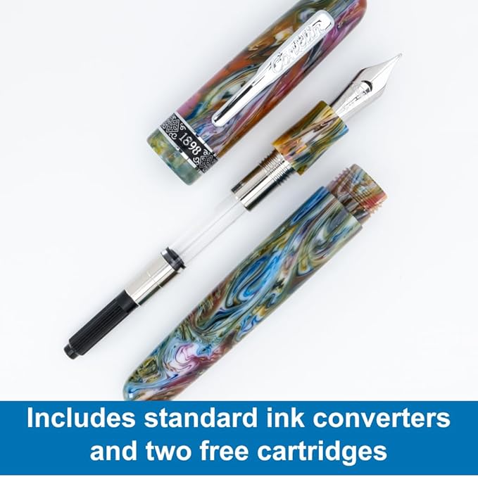 Conklin 1898 Fountain Pen, Misto Green - Flex Nib | Luxury Writing Instrument with Unique Resin Blend | JoWo Stainless Steel Nib Made in Germany | Ideal for Pen Enthusiasts