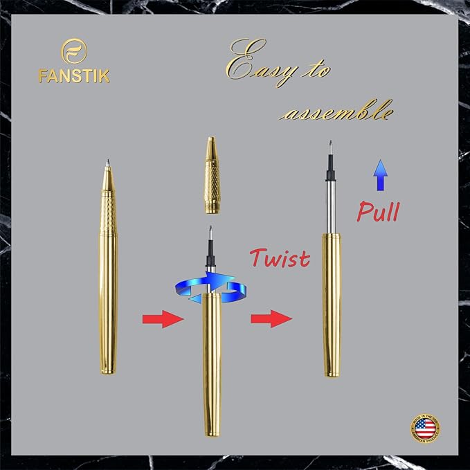 Gold Luxury Rollerball pen (Made In USA) fancy gift set for women, Real 24K Gold Plating, Professional executive pen gift set for men (Lux Rollerball Gld)