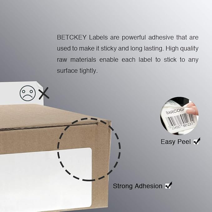 BETCKEY - 3" x 1" (76 mm x 25 mm) UPC Barcode & Address Labels Compatible with Zebra & Rollo Label Printer,Premium Adhesive & Perforated [10 Rolls, 13750 Labels]