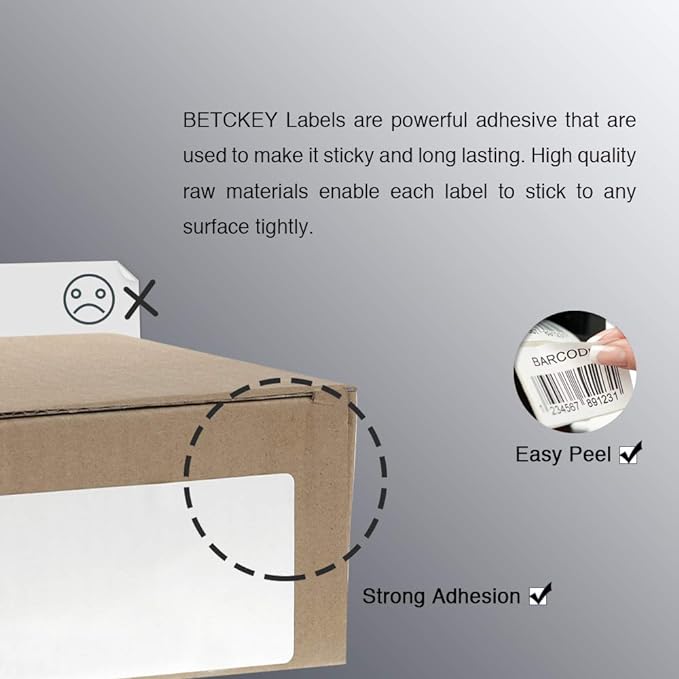 BETCKEY - 3" x 3" (76 mm x 76 mm) Multipurpose & Large Square Labels Compatible with Zebra & Rollo Label Printer,Premium Adhesive & Perforated [2 Rolls, 1000 Labels]