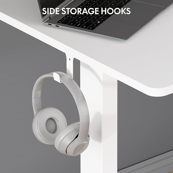 FLEXISPOT Standing Desk 63 x 24 Inch Adjustable Height Desk Home Office Computer Workstation Sit Stand Desk, White Top + White Frame