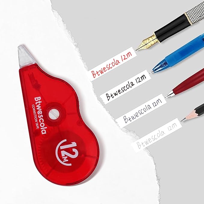 Correction Tape, 39.37FT Gift Packed Tear-Resistant Correction Tape, Tape for School, Office, With Roller Adjuster (9747-24pcs)