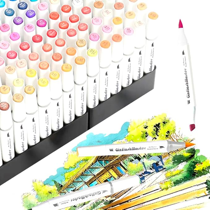 Brush Chisel Tip Art Markers Designer Pen Sketch Alcohol Markers Dual Tips Manga Drawing Coloring book marker (168)