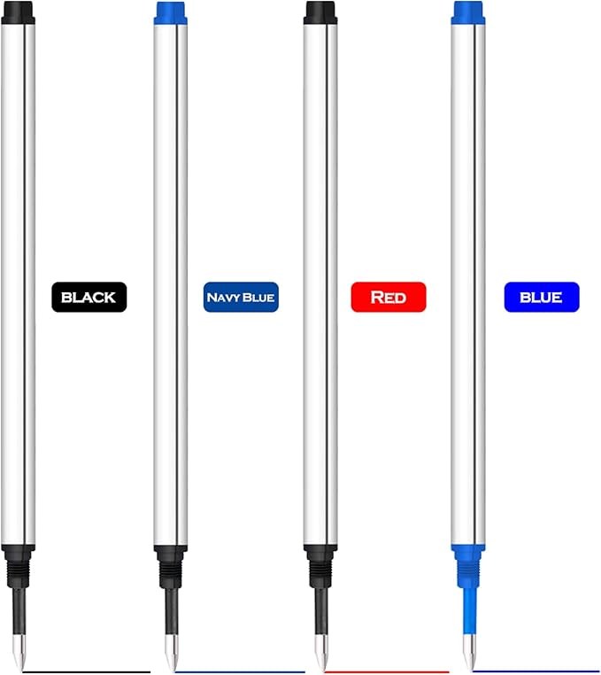 DunBong Spiral Refill, Replaceable Gel Ink Rollerball Refills 5 Pack, 0.5mm Medium Point, Threaded Rolling Ball Refills (Red)