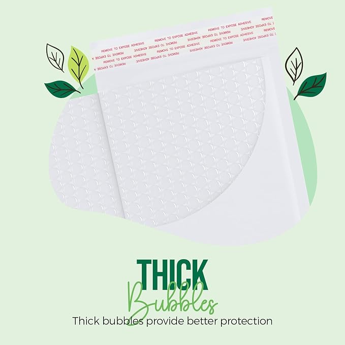 Fuxury White Kraft Bubble Mailer 6x10" 100 Pack Usable Size 6x9" Thick Padded Envelopes Self Seal Bubble Envelopes Waterproof Cushioned Padded Mailers for Small Business Shipping Invoices Cards