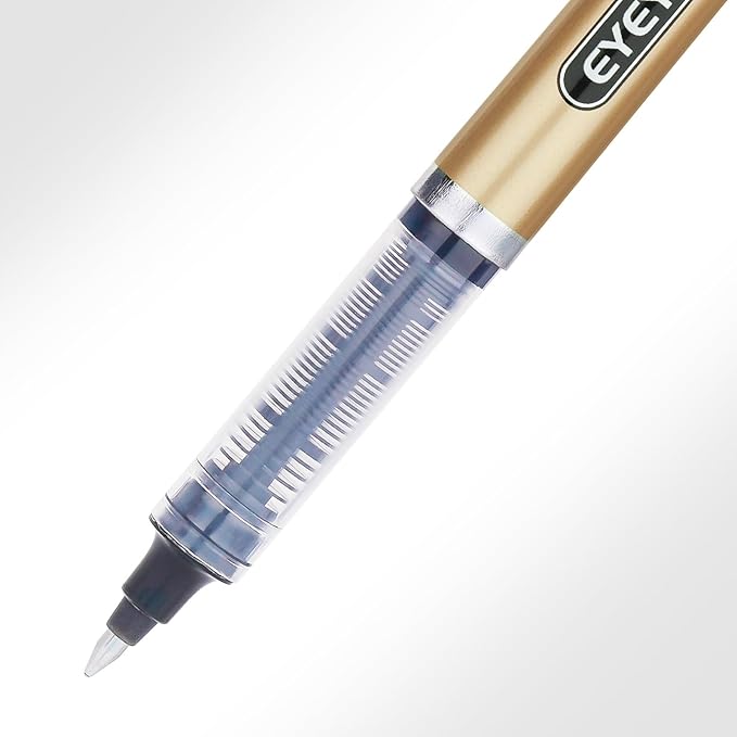 EYEYE Black Rollerball Pens 12 Pack 0.7mm Medium Point, Quick Dry Liquid Ink, Smooth Writing for Journaling, Note Taking, Office & School Supplies