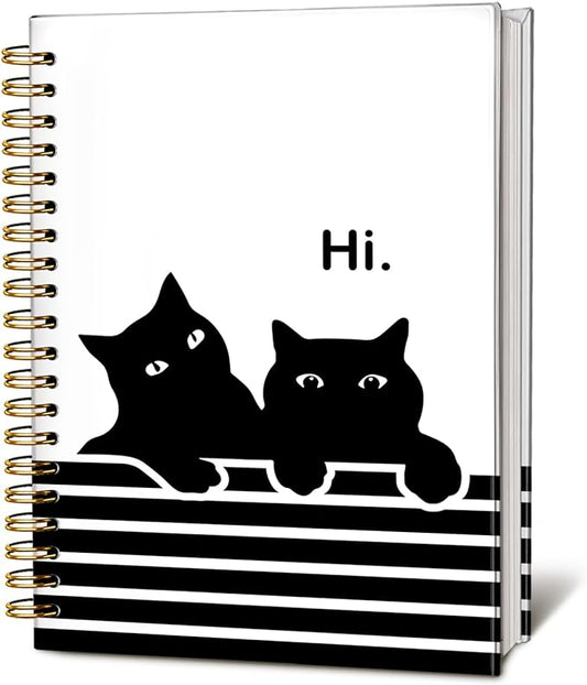 Funny Cat Notebook Journal, Black Cat Spiral Notebook, Black Cat Gifts, Cat Notepad, Cat Stationary, Gifts for Cat Lovers, College Ruled Spiral Notebook 80 Sheets -160 Pages 5.5x8.3 Inch