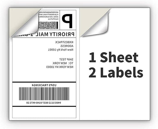 Coopaty Half Sheet Shipping Labels for Laser and Inkjet Printers 8.5 x 5.5 Mailing Address Labels, Permanent Adhesive (10000 Sheets, 20000 Labels)