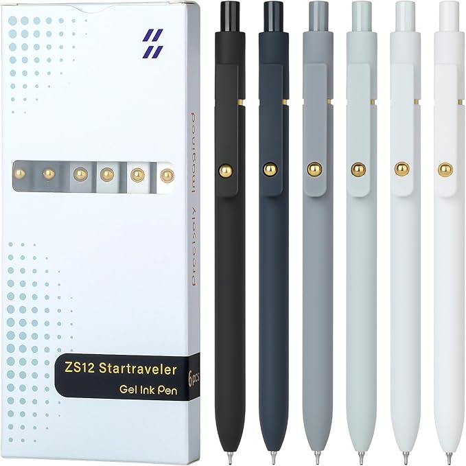 Ddaowanx Gel Pens, 0.7mm Quick Dry Black Ink,Fine Point Smooth Writing Pens,Office School Supplies,Gifts for Women Man(6Pcs Black White Gray, Black)