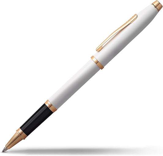 Cross Century II Refillable Rollerball Pen Presented in a Luxury Gift Box - Medium Point, Black Ink, Pearlescent White