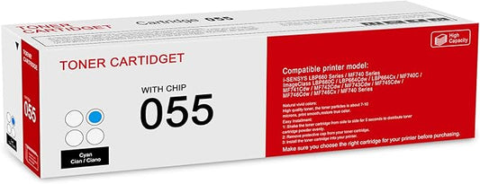 1 Pack 055 3015C001 Cyan Toner Cartridge: Compatible CRG-055 Replacement for Canon i-SENSYS LBP660 MF740 Series ImageClass LBP660C LBP664Cdw LBP664Cx MF740C MF741Cdw MF743Cdw MF746Cdw Series Printer