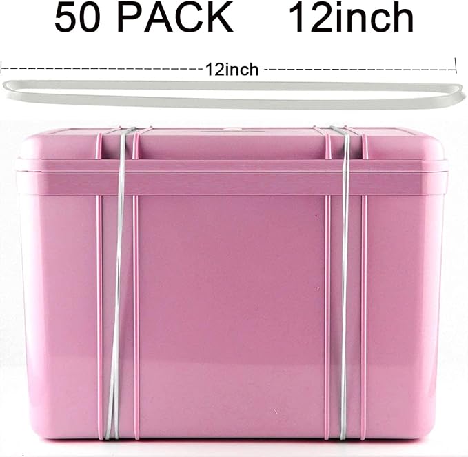 AMUU Rubber Bands 12inch Large 35 Pieces Rubber Bands Fits 8-33 Gallon Trash Cans File folders Elastic Bands for Office Supplies Home White rubber band Trash Cans