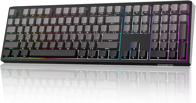 EPOMAKER TH108 Full Size Mechanical Keyboard, Wireless Gaming Keyboard, 8000mAh Battery, Creamy Gasket, 108 Keys, Hot Swap, Custom Driver, RGB Backlights (Black, Sea Salt Silent Switch)