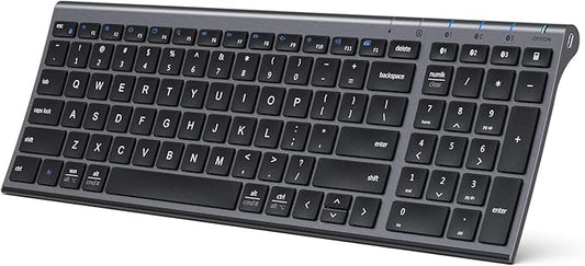 iClever BK10 Bluetooth Keyboard, Universal Bluetooth 5.1 Wireless Keyboard with Number Pad, Ergonomic Design, Multi-Device Compatibility, Stable Connection for Mac, iPad, iPhone, Android, Windows