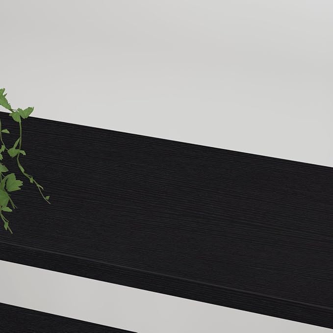 HSH 6 Tier Tall Black Bookshelf, Modern Large Storage Book Shelves & Display Book Shelf,Industrial Open Vertical Metal and Wood Black Bookcases 6 Shelf for Bedroom Living Room Office, Black Oak