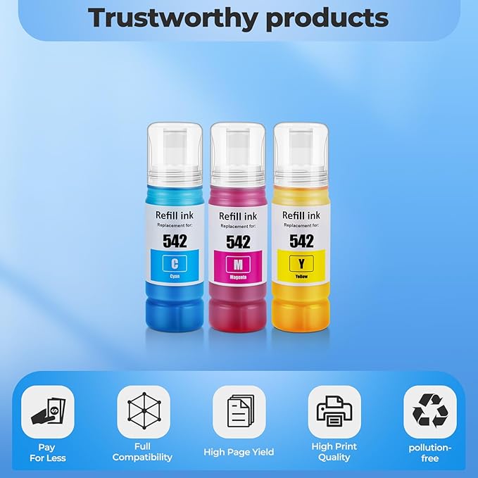 542 Color Ink Refill Bottles ET-5850 ET-5150 ET-5170 for ET-5800 ET-16600 ET-5180 ET-5880 ET5150 Printer