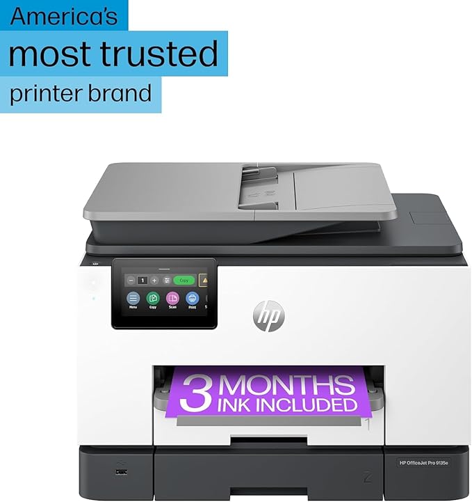 HP OfficeJet Pro 9135e All-in-One Printer, Color, Printer-for-Small Medium Business, Print, Copy, scan, fax, Wireless, 3 Months of Instant Ink Included; Two-Sided Printing; Two-Side (Renewed Premium)