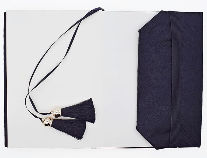 BLBMH A5 Book Covers with Tassels Adjustable Fabric Book Sleeve Cover Protector Fit for 5.5x8.4 inch Hardcover Softcover Novels Notebook - Chinese Black