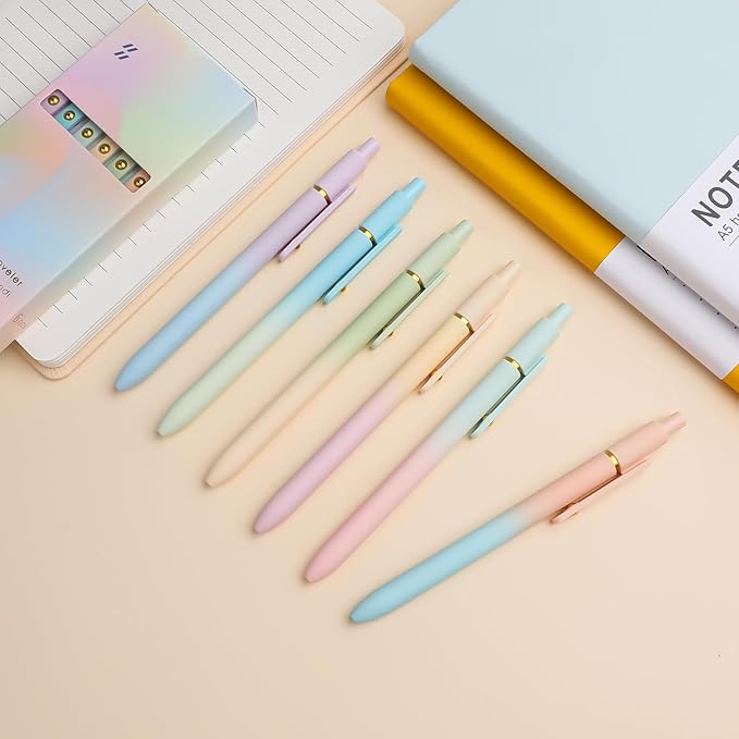 Ddaowanx Gel Pens,0.7mm Quick Dry Black Ink,Fine Point Smooth Writing Pen,Aesthetics Office School Supplies,Gifts for Women,Teen Girl Gifts Trendy Stuff (6 Pcs Gradient, Black)