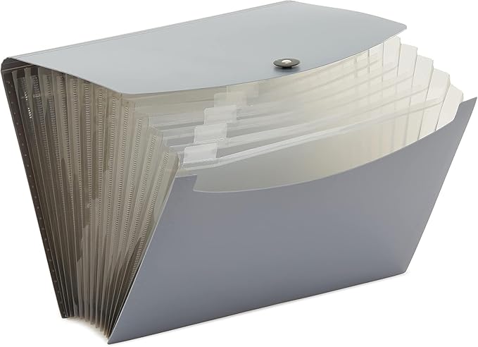 Amazon Basics PBH-2556 Expanding File, Letter Size, 12-Pack, Black & Gray